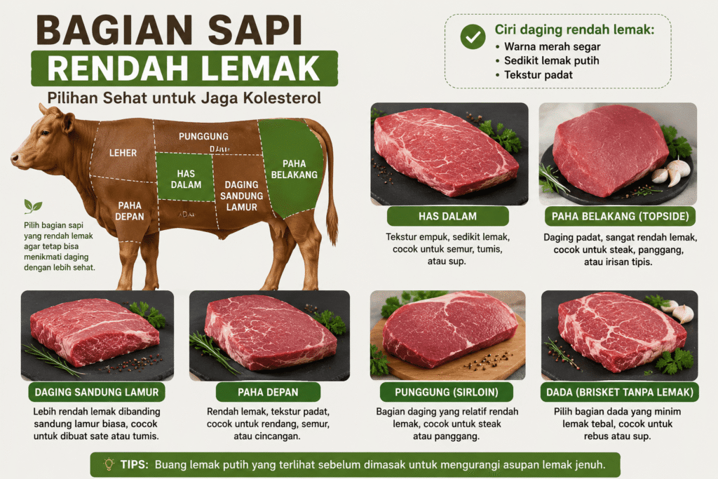 bagian daging sapi yang rendah lemak
