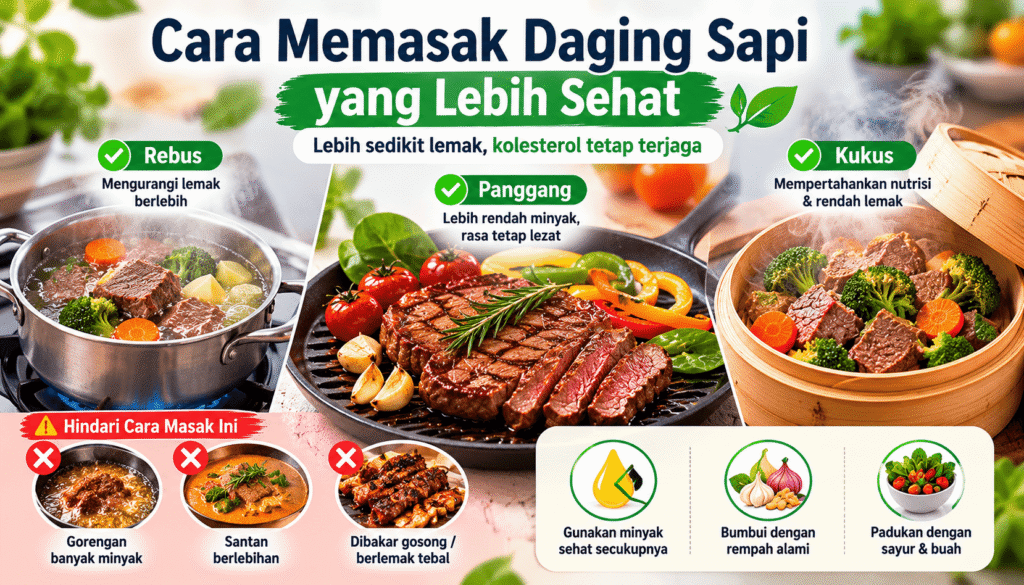 cara masak daging sapi yang sehat