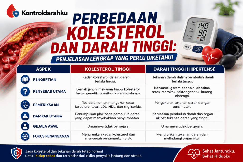 tabel Perbedaan Kolesterol dan Darah Tinggi