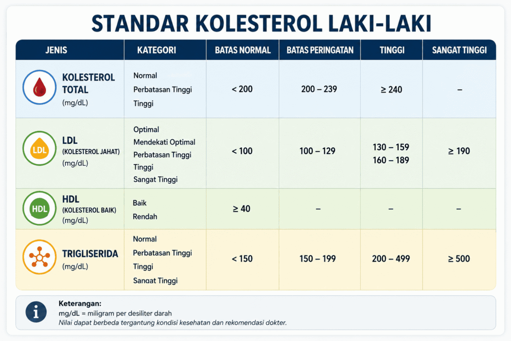 tabel standar kolesterol pria
